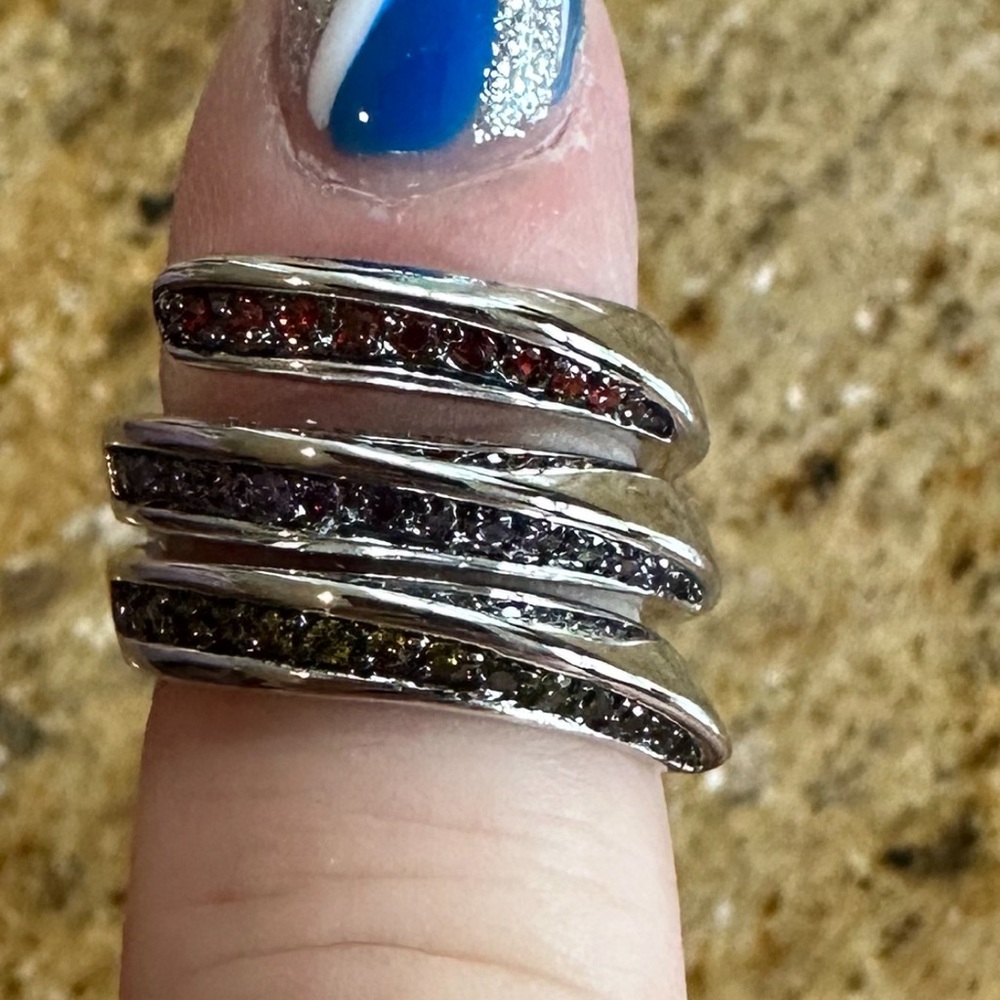 Three Different Colored Rhinestone Ring - image 2